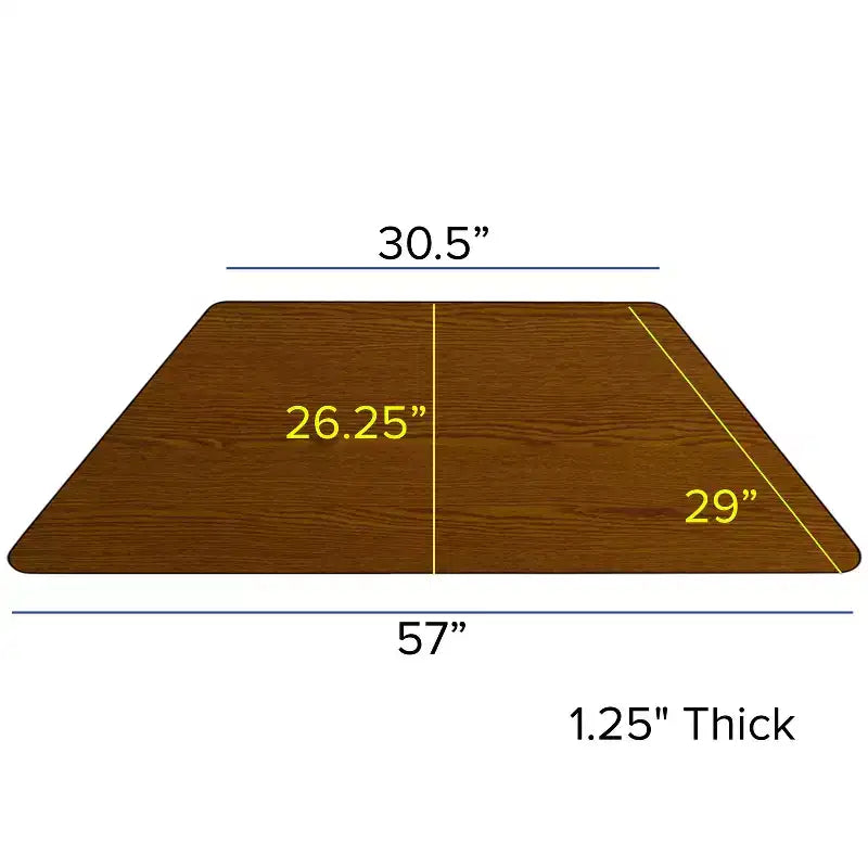 Flash Furniture Tavolo attività in laminato termico trapezoidale 29''L x 57''W - Altezza gambe regolabile standard