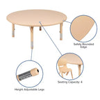 Flash Furniture 45 Round Plastic Height Adjustable Activity Table Set with 2 Chairs