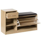 Panca scarpiera in legno Basicwise da ingresso con cuscino