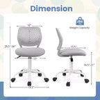 Costway Sedia Scrivania per Bambini Girevole Ergonomica in Rete Traspirante Altezza Regolabile Rosa/Blu/Turchese/Viola/Grigio/Verde Chiaro