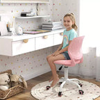 Costway Sedia Scrivania per Bambini Girevole Ergonomica in Rete Traspirante Altezza Regolabile Rosa/Blu/Turchese/Viola/Grigio/Verde Chiaro