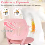 Costway Sedia Scrivania per Bambini Girevole Ergonomica in Rete Traspirante Altezza Regolabile Rosa/Blu/Turchese/Viola/Grigio/Verde Chiaro