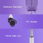 Costway Sedia Scrivania per Bambini Girevole Ergonomica in Rete Traspirante Altezza Regolabile Rosa/Blu/Turchese/Viola/Grigio/Verde Chiaro