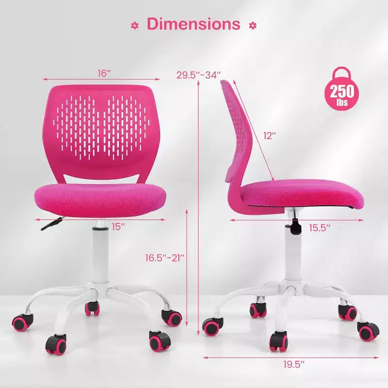 Costway Sedia Scrivania per Bambini Girevole Ergonomica in Rete Traspirante Altezza Regolabile Rosa/Blu/Turchese/Viola/Grigio/Verde Chiaro
