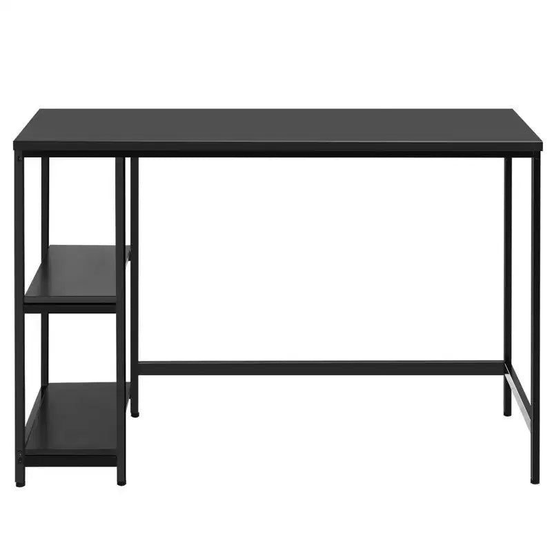 Scrivania per computer Costway da 119 cm, tavolo da ufficio/studio, postazione di lavoro domestica con ripiano regolabile, nero rustico/caffè/marrone
