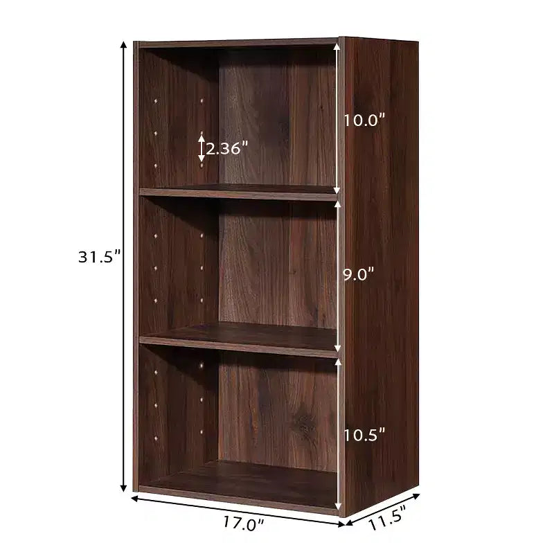 Costway 2 pz Scaffale aperto a 3 livelli Libreria multifunzionale Armadietto espositivo noce