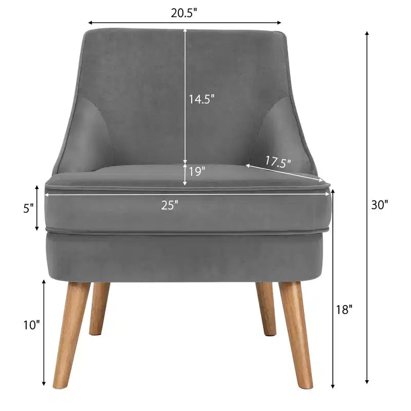 Poltrona Accent Costway in velluto, divano singolo con gambe in legno di caucciù rosa/verde/grigio
