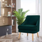 Poltrona Accent Costway in velluto, divano singolo con gambe in legno di caucciù rosa/verde/grigio