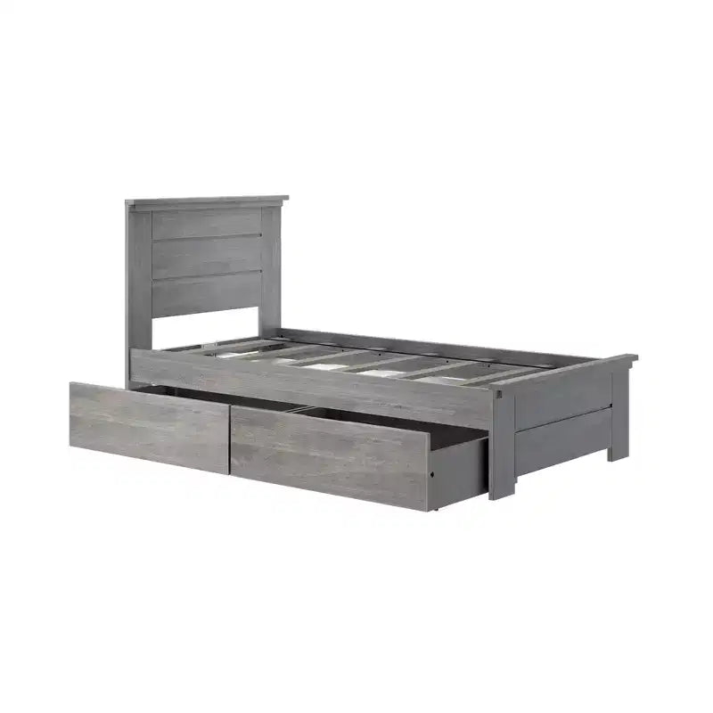 Struttura letto matrimoniale Max & Lily con cassetti contenitore, piattaforma letto in legno massello per bambini