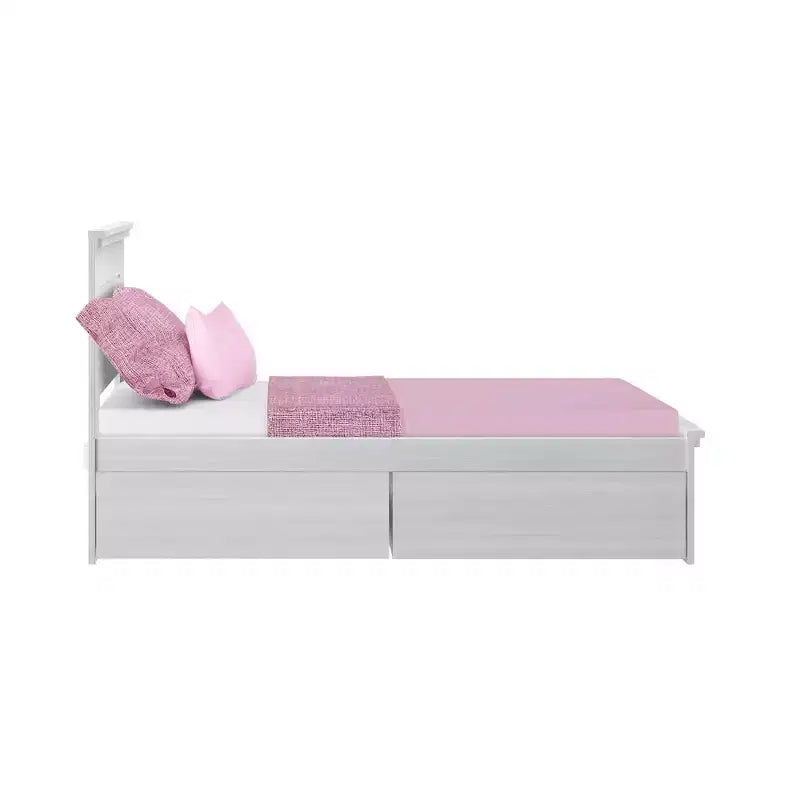 Struttura letto matrimoniale Max & Lily con cassetti contenitore, piattaforma letto in legno massello per bambini