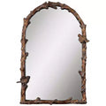Uttermost Arched Top Vanity Accent Wall Mirror Rustic Antique Gold Gray Metal Frame 26 Wide for Bathroom Bedroom Living Room Home