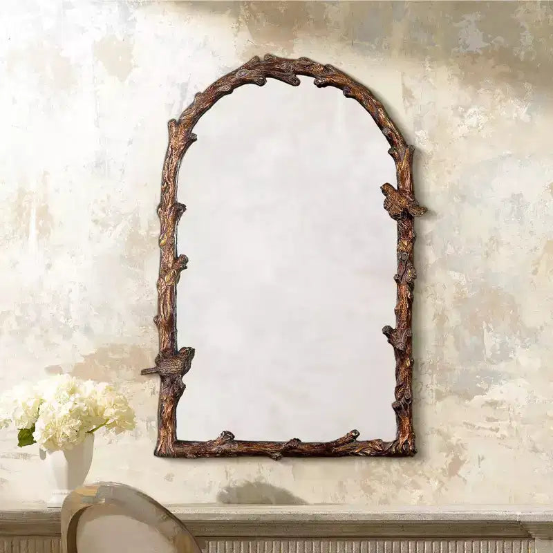 Specchio da Parete Accentato con Parte Superiore Ad Arco Uttermost, Cornice in Metallo Rustico Anticato Oro Grigio, Larghezza 26, per Bagno Camera da Letto Soggiorno Casa