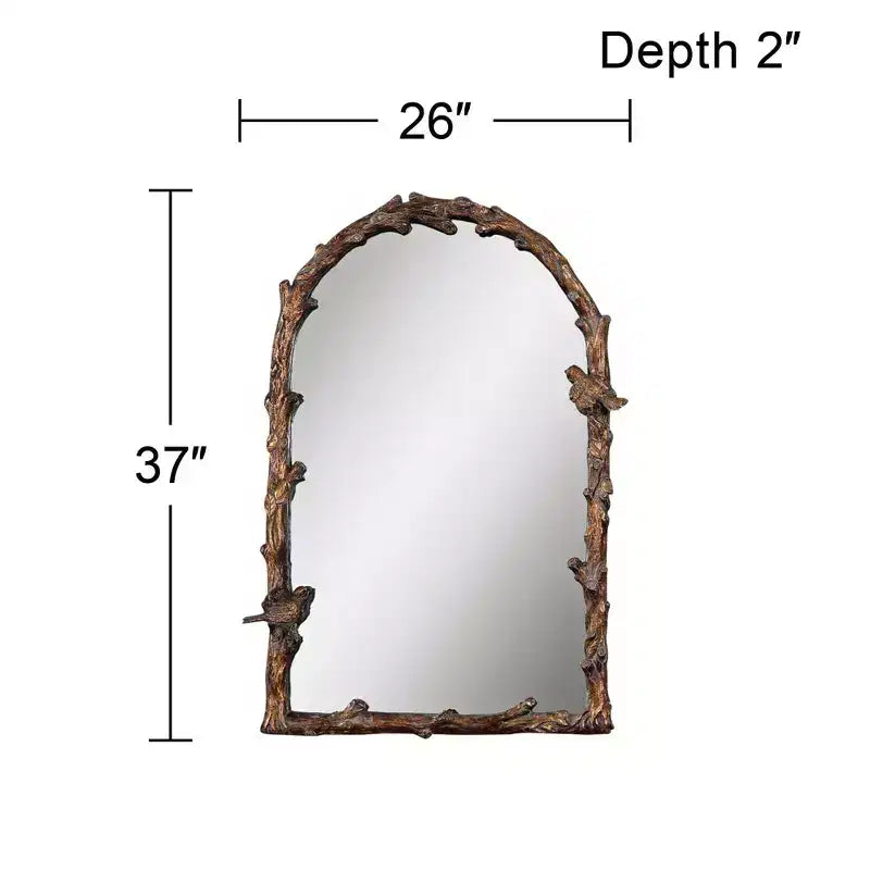 Specchio da Parete Accentato con Parte Superiore Ad Arco Uttermost, Cornice in Metallo Rustico Anticato Oro Grigio, Larghezza 26, per Bagno Camera da Letto Soggiorno Casa
