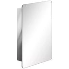 kleankin mobiletto a specchio 45,5 x 65,5 cm per bagno con anta scorrevole e 3 ripiani, in acciaio inox, per soggiorno e camera da letto