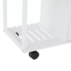 HOMCOM Carrello da Cucina su Ruote, Carrello Portavivande con Top in Bambù, Cestello in Filo e Armadietto con Ante e Cassetti, Bianco