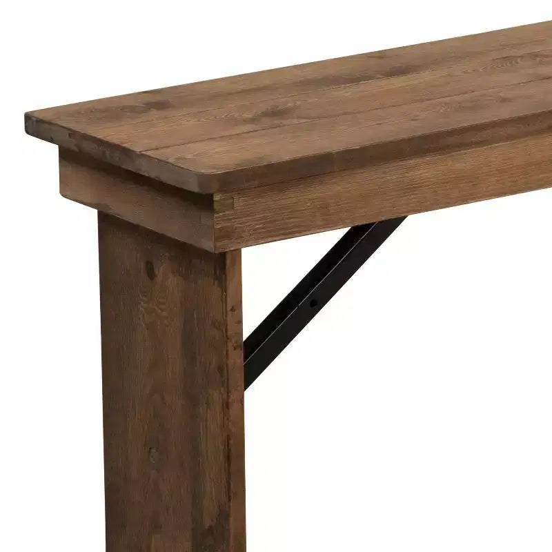 Panca pieghevole in pino massiccio anticato stile rustico Merrick Lane