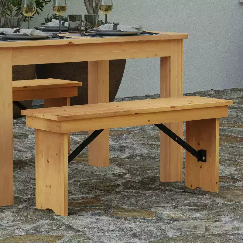 Panca pieghevole in pino massiccio anticato stile rustico Merrick Lane