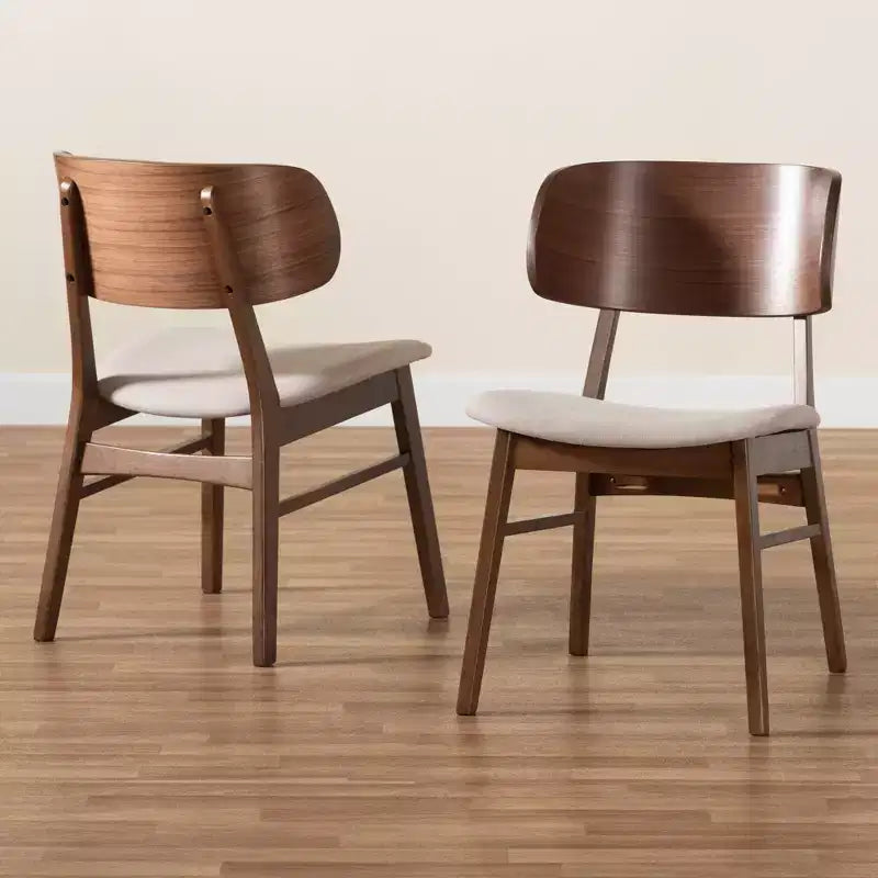 Set di 2 sedie da pranzo Alston in tessuto imbottito e legno - Baxton Studio