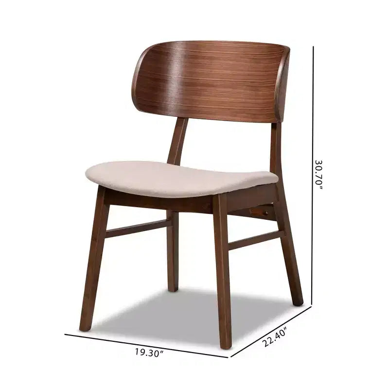 Set di 2 sedie da pranzo Alston in tessuto imbottito e legno - Baxton Studio
