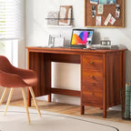 Scrivania per Computer Costway con 3 Cassetti, Workstation per Ufficio, Studio e Casa, Bianco/Nero/Marrone