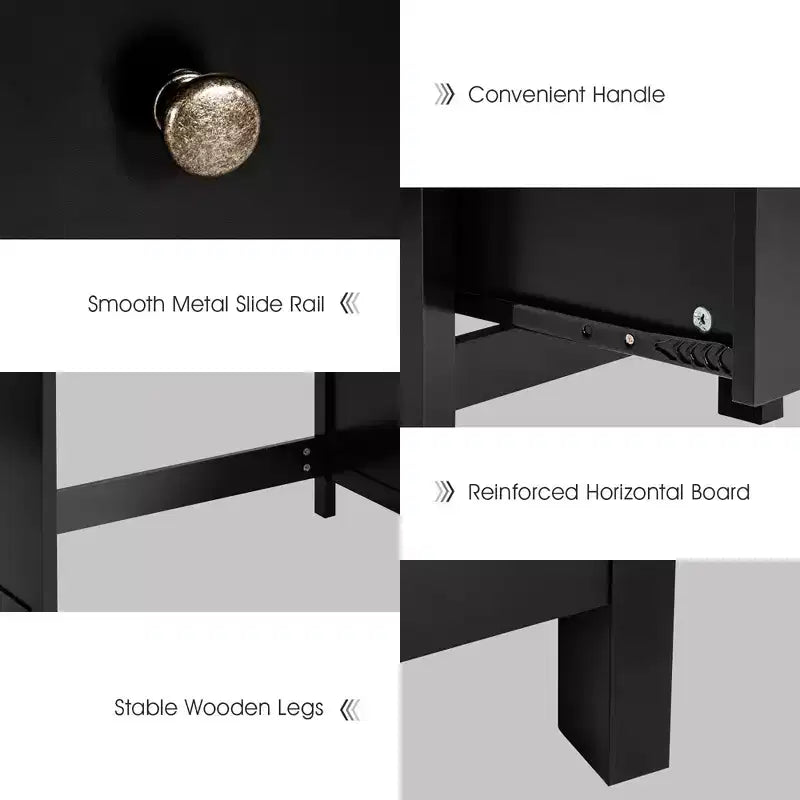 Scrivania per Computer Costway con 3 Cassetti, Workstation per Ufficio, Studio e Casa, Bianco/Nero/Marrone