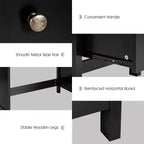 Scrivania per Computer Costway con 3 Cassetti, Workstation per Ufficio, Studio e Casa, Bianco/Nero/Marrone