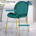 Costway Set di 2 Sedie da Pranzo in Velluto con Gambe in Metallo Dorato Rosa/Beige/Verde/Grigio