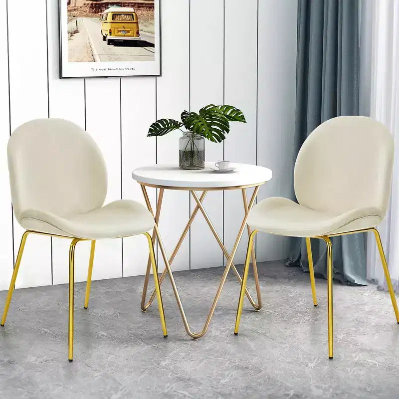 Costway Set di 2 Sedie da Pranzo in Velluto con Gambe in Metallo Dorato Rosa/Beige/Verde/Grigio