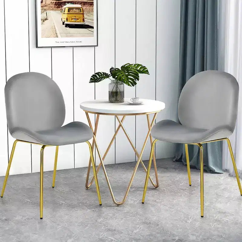 Costway Set di 2 Sedie da Pranzo in Velluto con Gambe in Metallo Dorato Rosa/Beige/Verde/Grigio