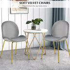 Costway Set di 2 Sedie da Pranzo in Velluto con Gambe in Metallo Dorato Rosa/Beige/Verde/Grigio