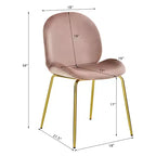 Costway Set di 2 Sedie da Pranzo in Velluto con Gambe in Metallo Dorato Rosa/Beige/Verde/Grigio