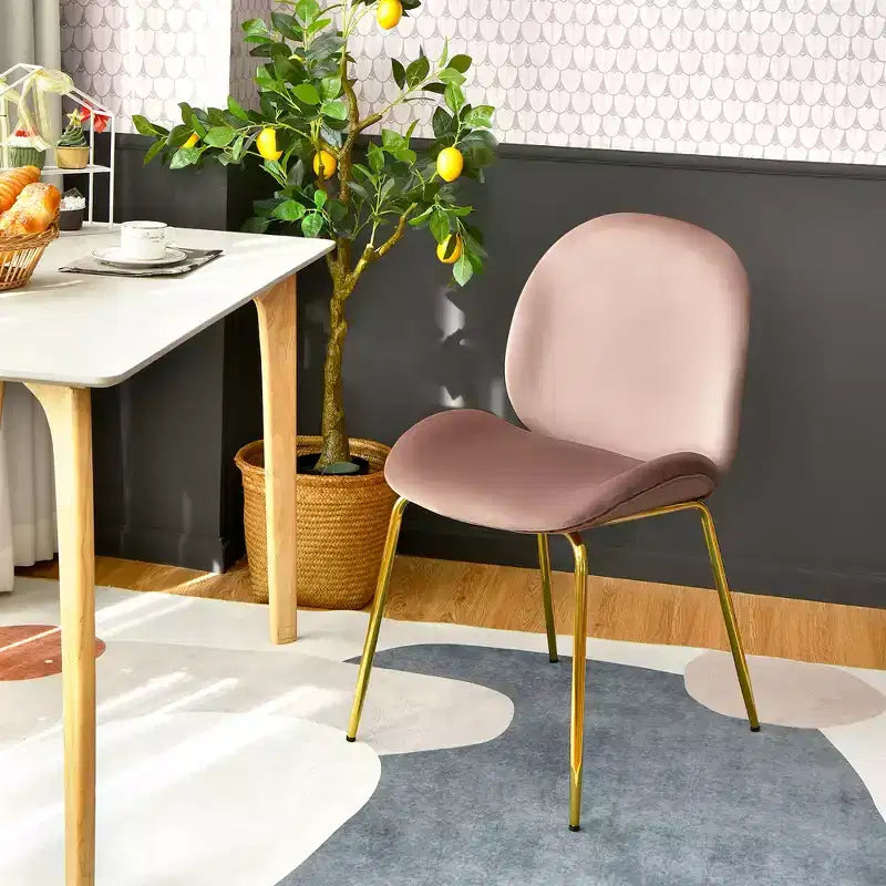 Costway Set di 2 Sedie da Pranzo in Velluto con Gambe in Metallo Dorato Rosa/Beige/Verde/Grigio