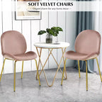 Costway Set di 2 Sedie da Pranzo in Velluto con Gambe in Metallo Dorato Rosa/Beige/Verde/Grigio