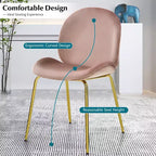 Costway Set di 2 Sedie da Pranzo in Velluto con Gambe in Metallo Dorato Rosa/Beige/Verde/Grigio