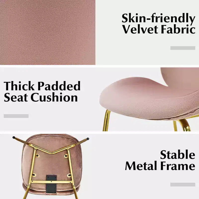 Costway Set di 2 Sedie da Pranzo in Velluto con Gambe in Metallo Dorato Rosa/Beige/Verde/Grigio