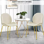 Costway Set di 2 Sedie da Pranzo in Velluto con Gambe in Metallo Dorato Rosa/Beige/Verde/Grigio
