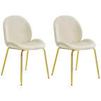 Costway Set of 2 Velvet Accent Chairs Dining Side Chairs w/Gold Metal Legs Pink/Beige/Green/Grey