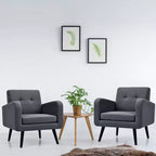 Costway Set di 2 Poltrone Accent, Sedia Divano Singolo per Casa Ufficio con Gambe in Legno