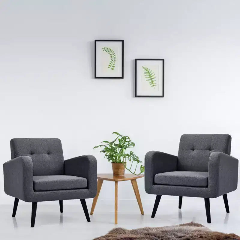 Costway Set di 2 Poltrone Accent, Sedia Divano Singolo per Casa Ufficio con Gambe in Legno