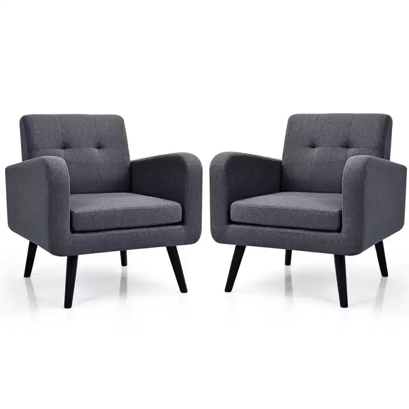 Costway Set di 2 Poltrone Accent, Sedia Divano Singolo per Casa Ufficio con Gambe in Legno