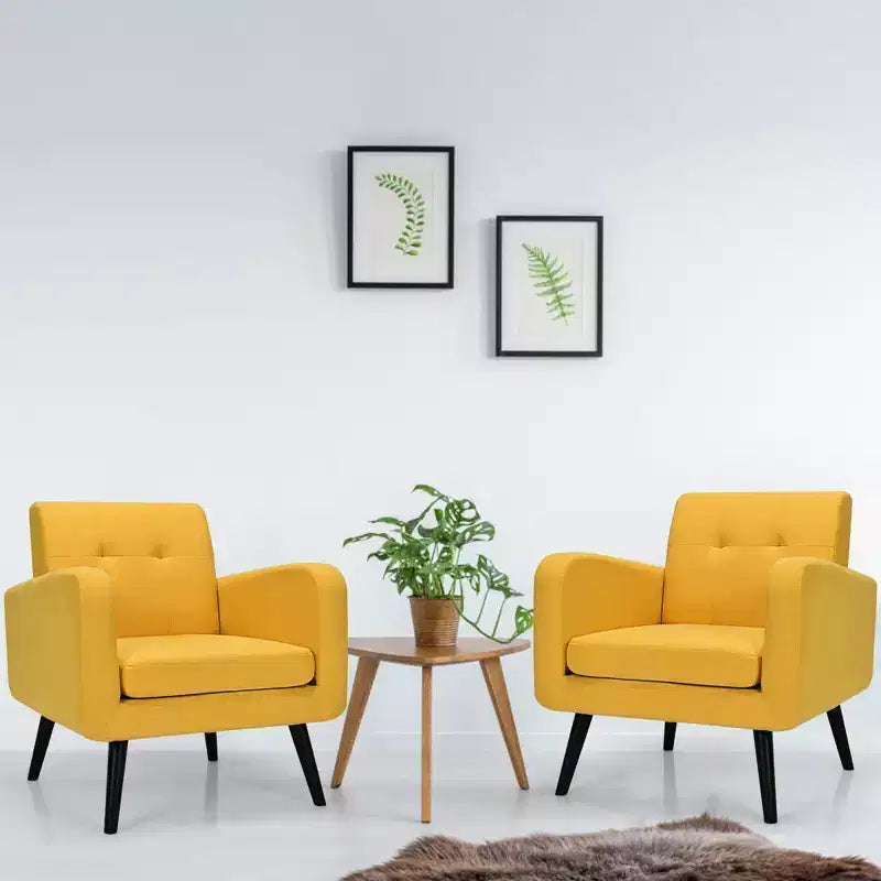 Costway Set di 2 Poltrone Accent, Sedia Divano Singolo per Casa Ufficio con Gambe in Legno