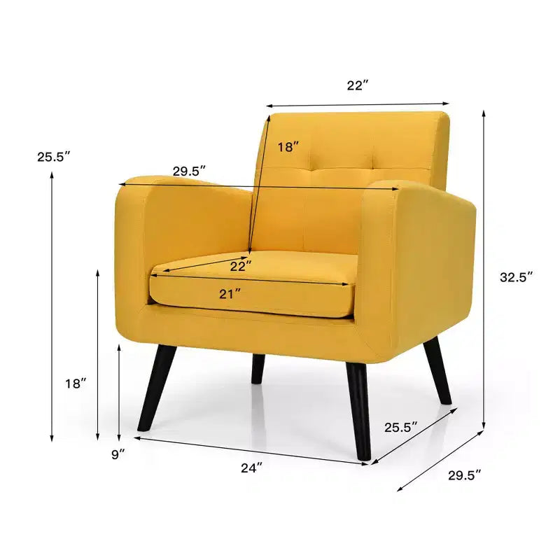 Costway Set di 2 Poltrone Accent, Sedia Divano Singolo per Casa Ufficio con Gambe in Legno