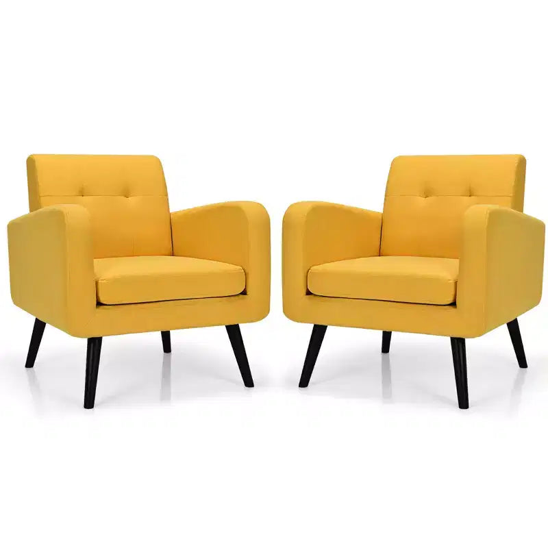 Costway Set di 2 Poltrone Accent, Sedia Divano Singolo per Casa Ufficio con Gambe in Legno