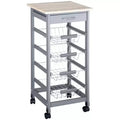HOMCOM 32.25 Wooden Rolling Kitchen Storage Cart, Kitchen Island with Storage Drawer and Baskets on 360 Swivel Wheels