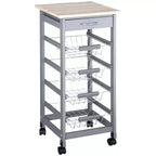 HOMCOM 32.25 Wooden Rolling Kitchen Storage Cart, Kitchen Island with Storage Drawer and Baskets on 360 Swivel Wheels