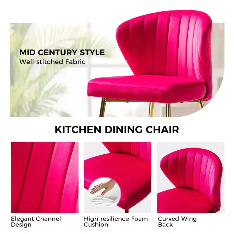 Emma Side Chair with Metal Legs for Living Room and Bedroom Velvet Accent Chair| KARAT HOME