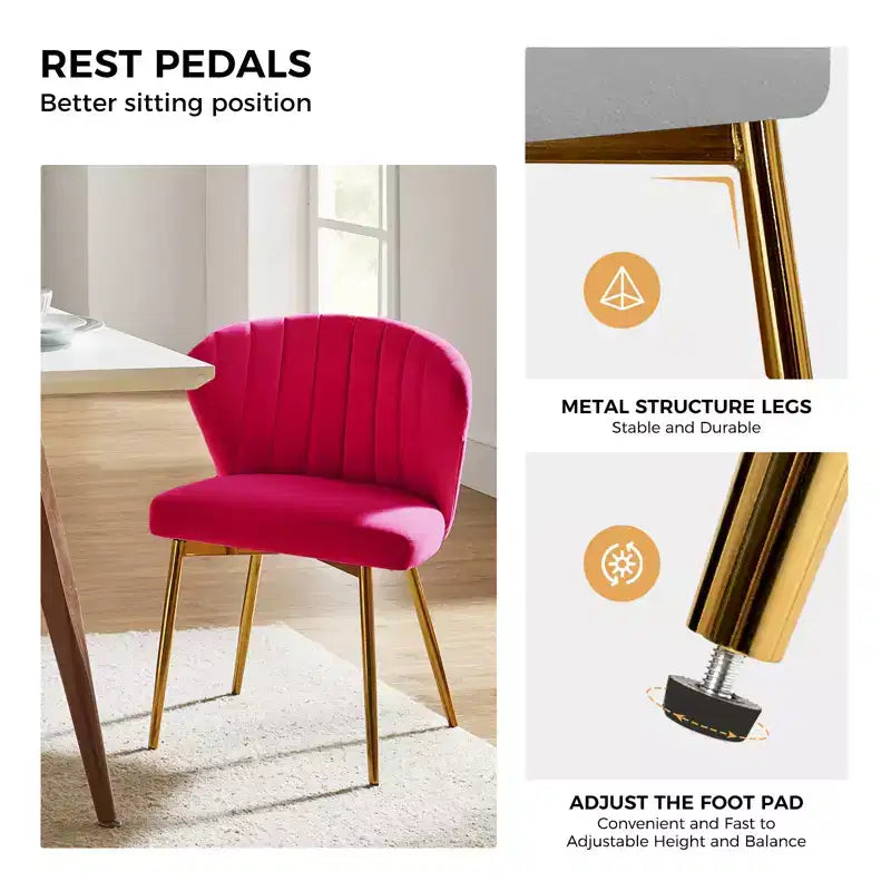 Emma Side Chair with Metal Legs for Living Room and Bedroom Velvet Accent Chair| KARAT HOME