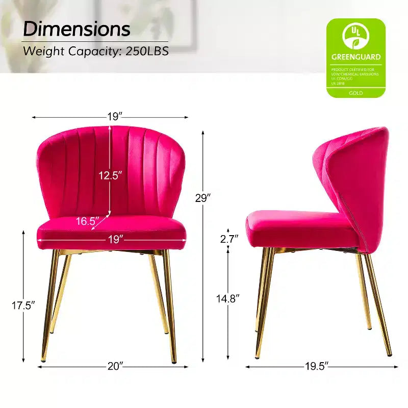Emma Side Chair with Metal Legs for Living Room and Bedroom Velvet Accent Chair| KARAT HOME