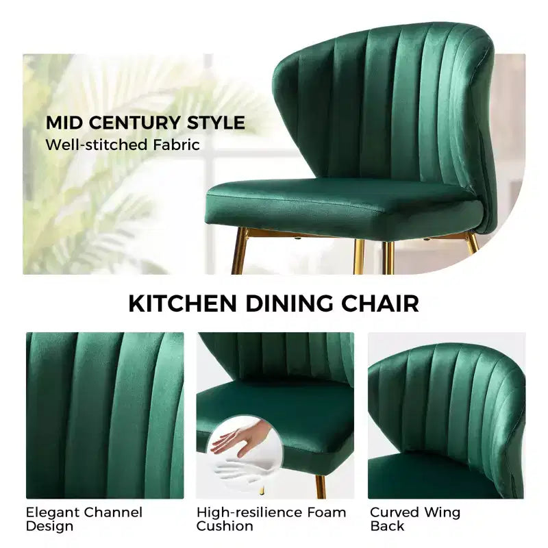 Emma Side Chair with Metal Legs for Living Room and Bedroom Velvet Accent Chair| KARAT HOME
