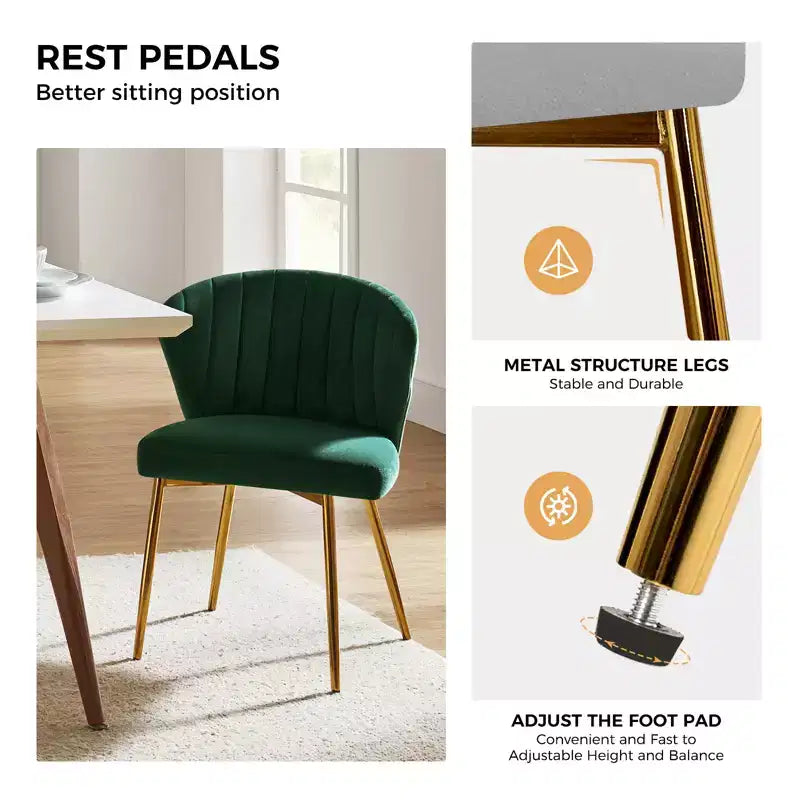 Emma Side Chair with Metal Legs for Living Room and Bedroom Velvet Accent Chair| KARAT HOME